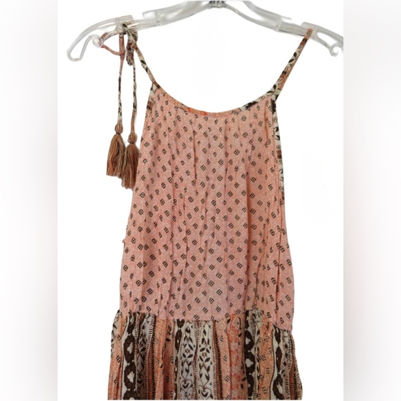 Forever 21+ "Peach/Ivory" Boho Tassel Mini Dress Women's 1X NWT - Picture 3 of 10